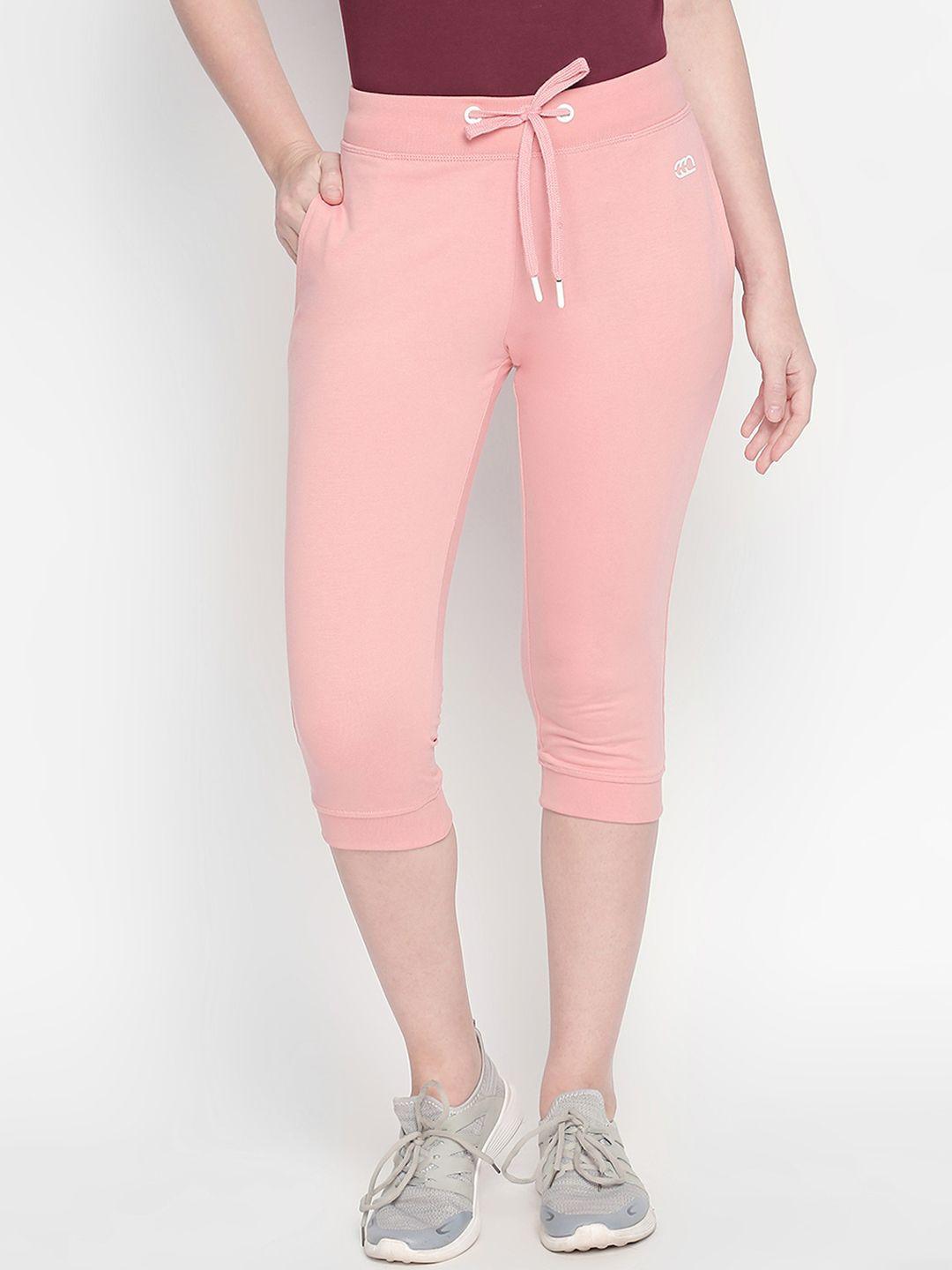 ajile by pantaloons women pink solid regular fit capris
