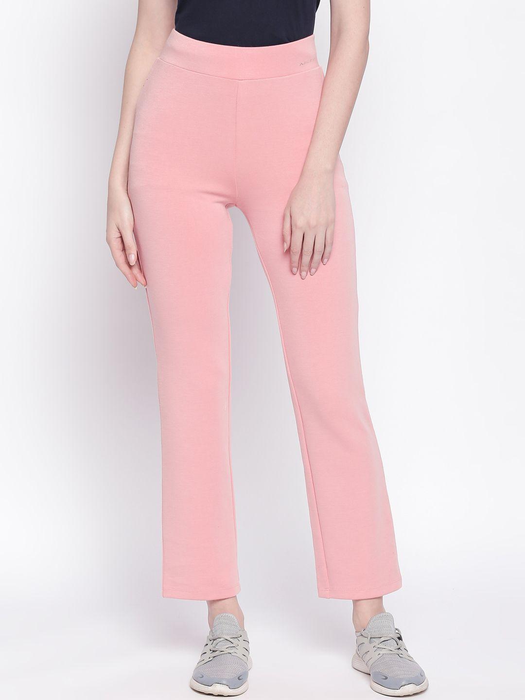 ajile by pantaloons women pink solid straight-fit track pants