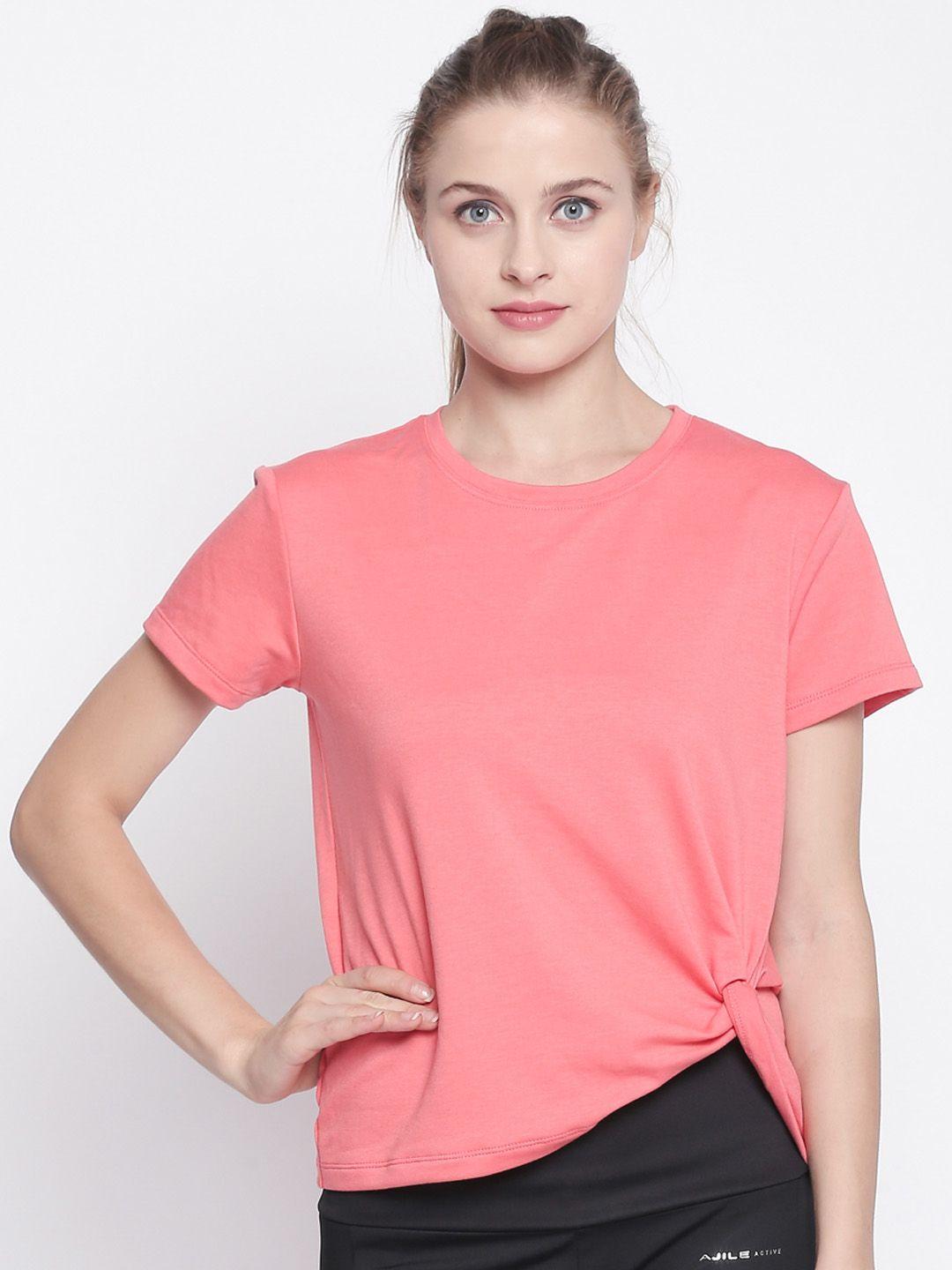 ajile by pantaloons women pink solid twisted top