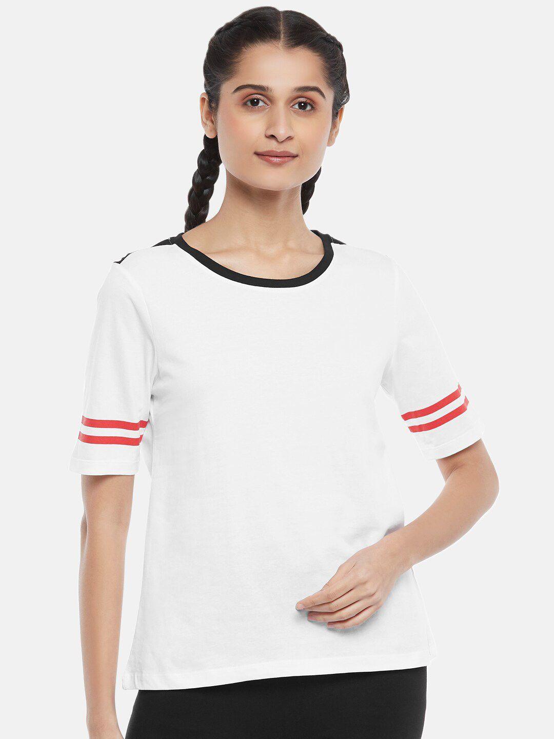 ajile by pantaloons women white & black solid pure cotton top