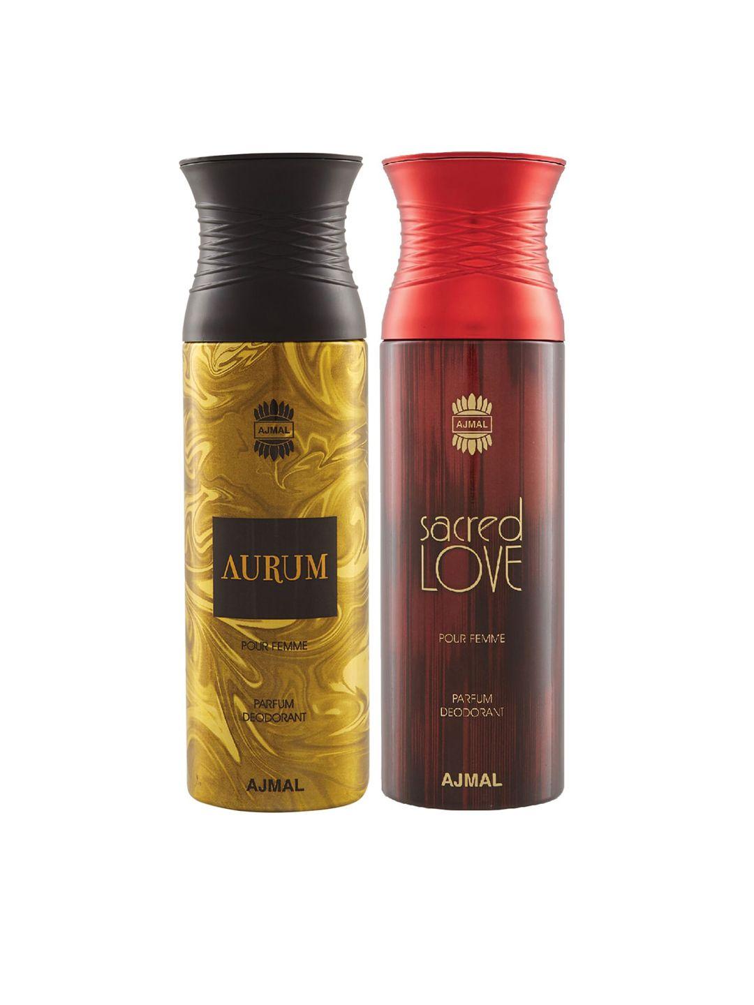 ajmal set of aurum & sacred love deodorant spray - 200 ml each