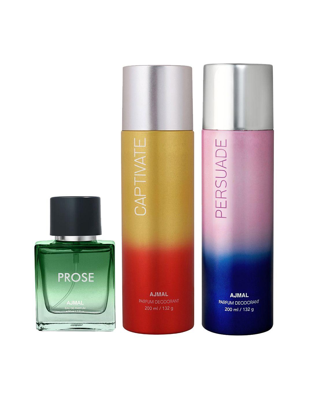 ajmal prose eau de parfum 50ml with captivate & persuade deodorant 200ml each