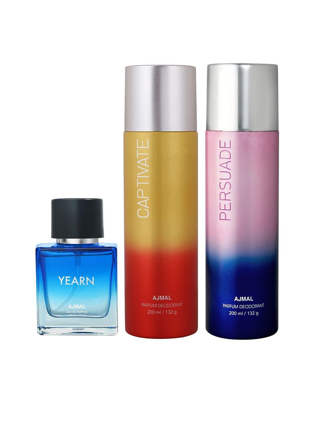 ajmal prose eau de parfum 50ml with magnetize & captivate deodorant 200ml each