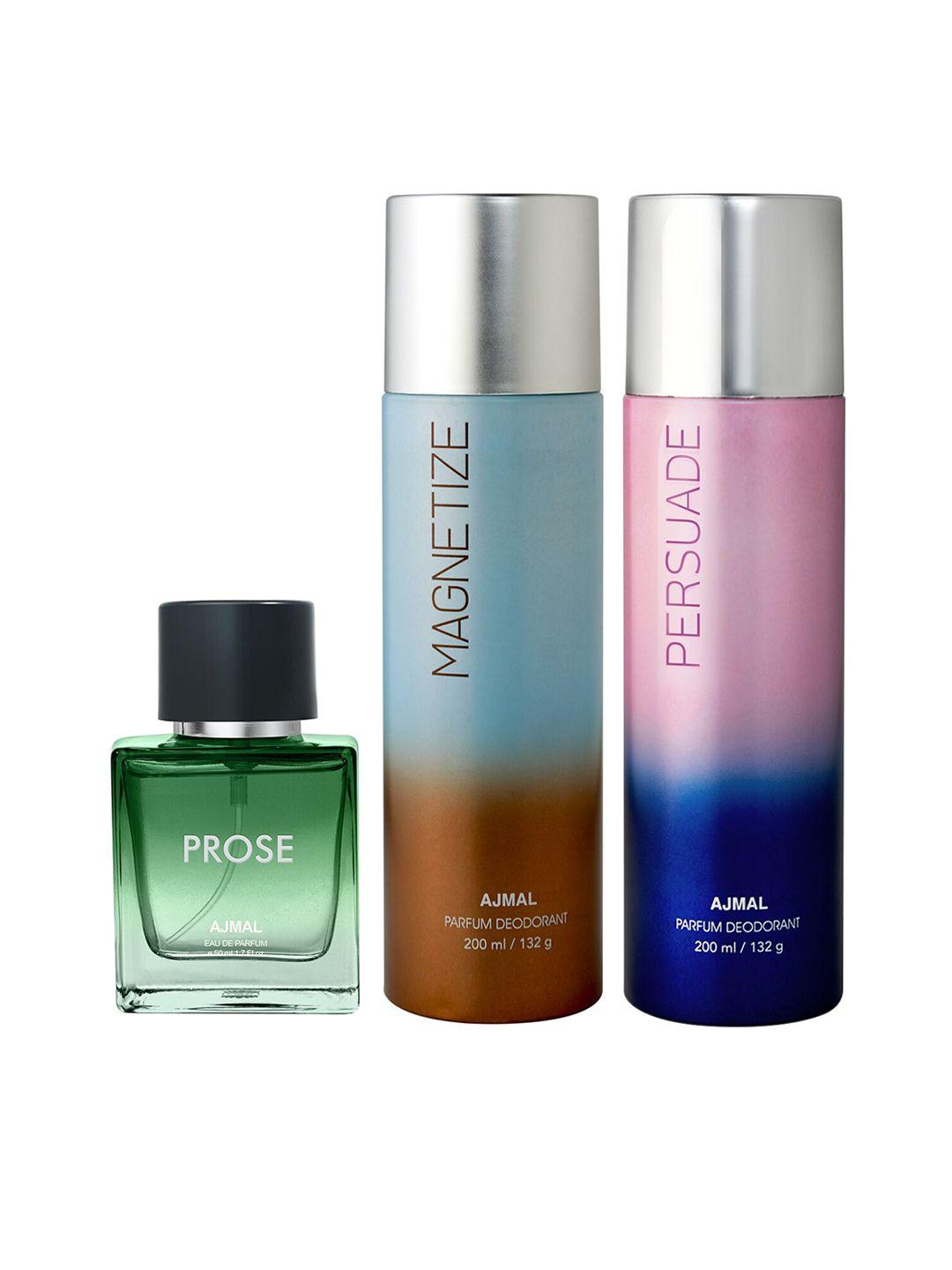 ajmal prose eau de parfum 50ml with nightingale & persuade deodorant 200ml each