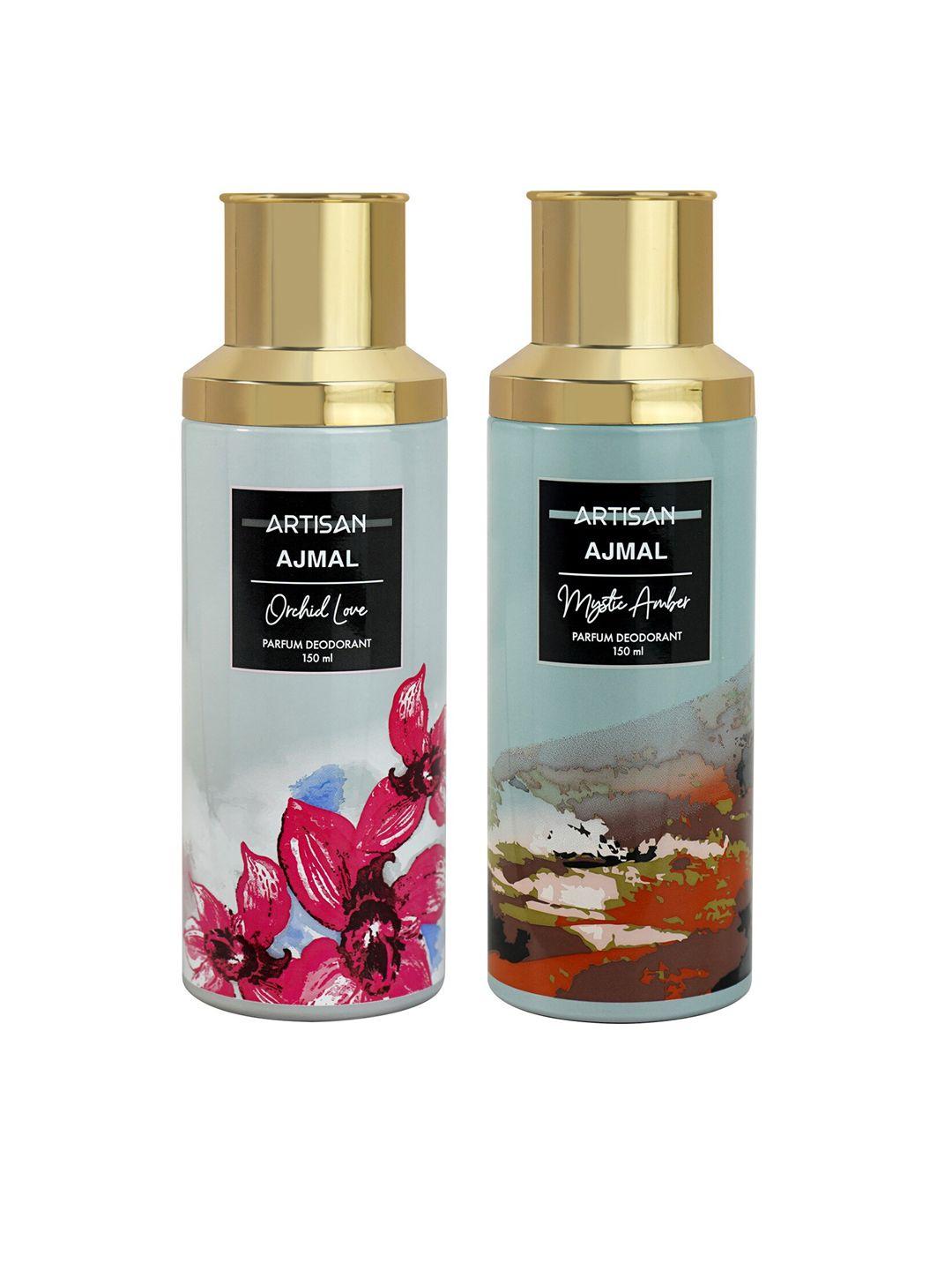ajmal set of 2 artisan deodorant - orchid love & mystic amber - 150ml each