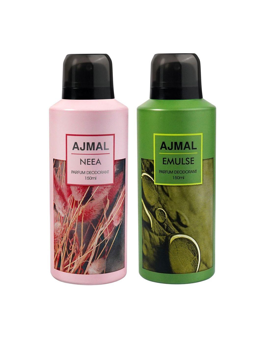 ajmal set of 2 neea & emulse long lasting perfume deodorant - 150 ml each