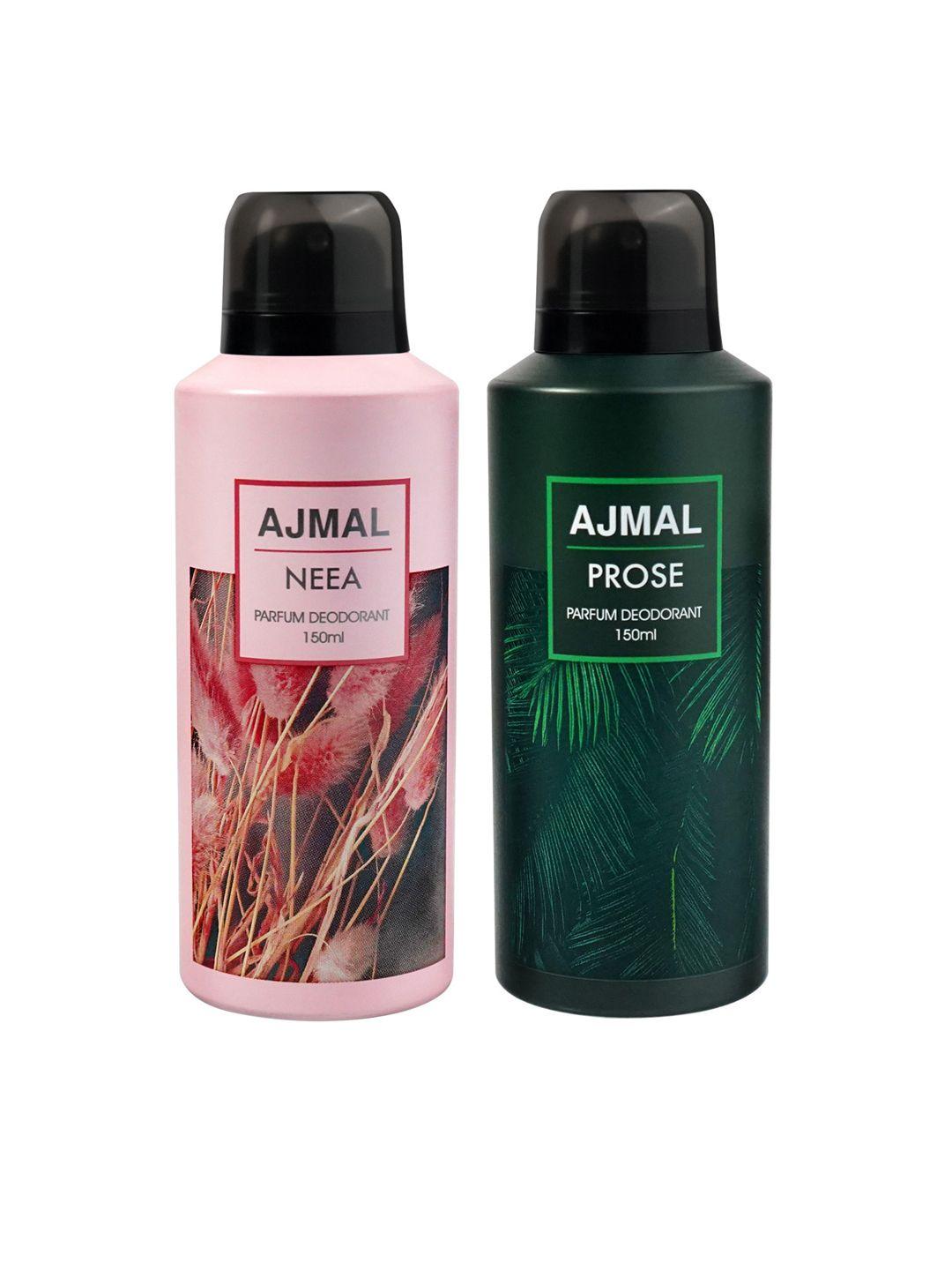 ajmal set of 2 neea & prose long lasting perfume deodorant - 150 ml each