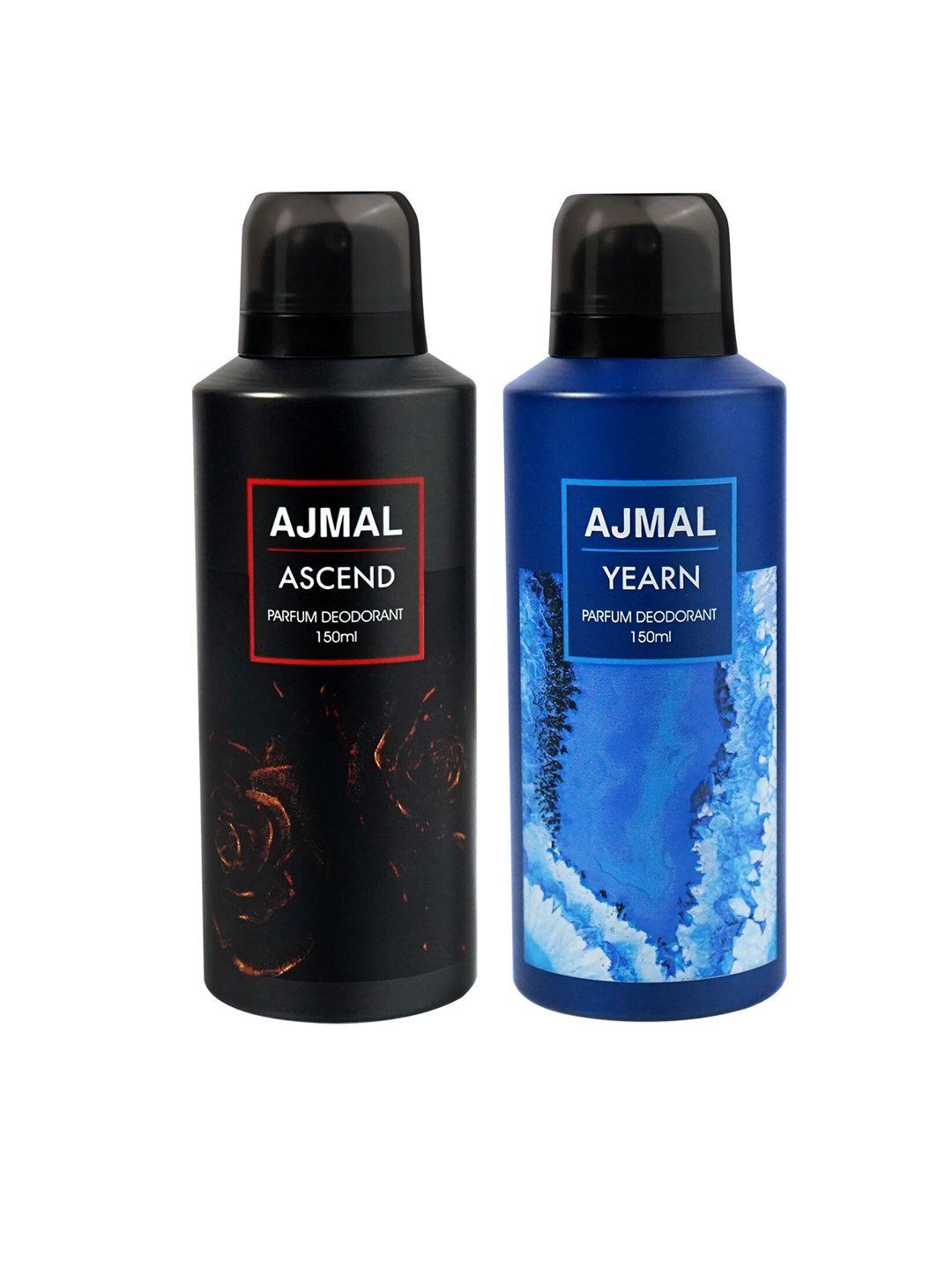 ajmal set of 2 yearn & ascend long lasting perfume deodorant - 150 ml each