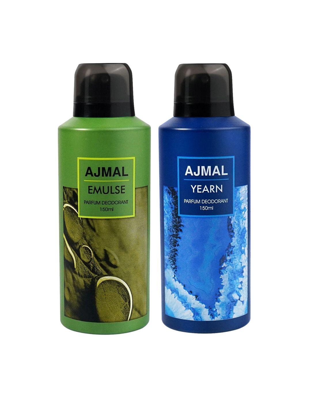 ajmal set of 2 yearn & emulse long lasting perfume deodorant - 150 ml each