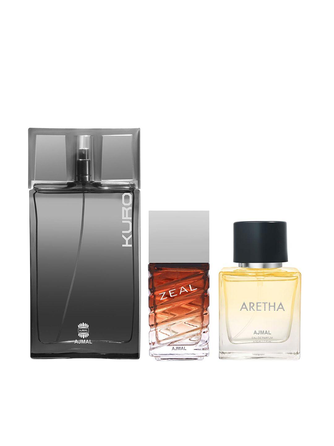 ajmal set of 3 kuro edp  zeal edp & aretha edp 240ml