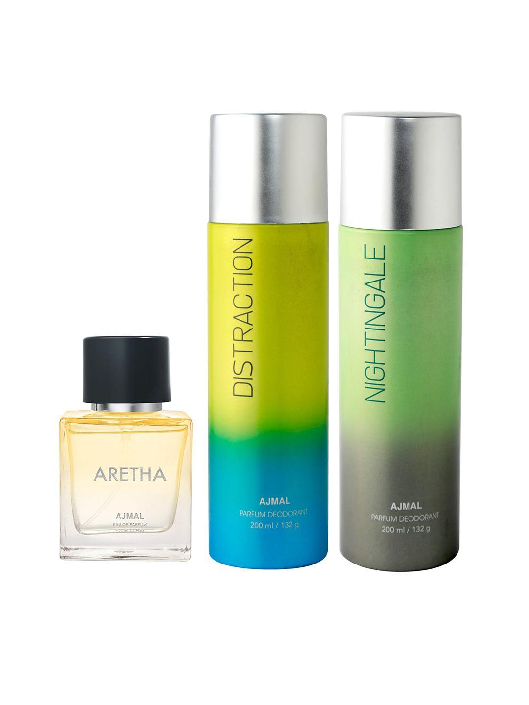 ajmal set of 3 yellow perfume & deodorant