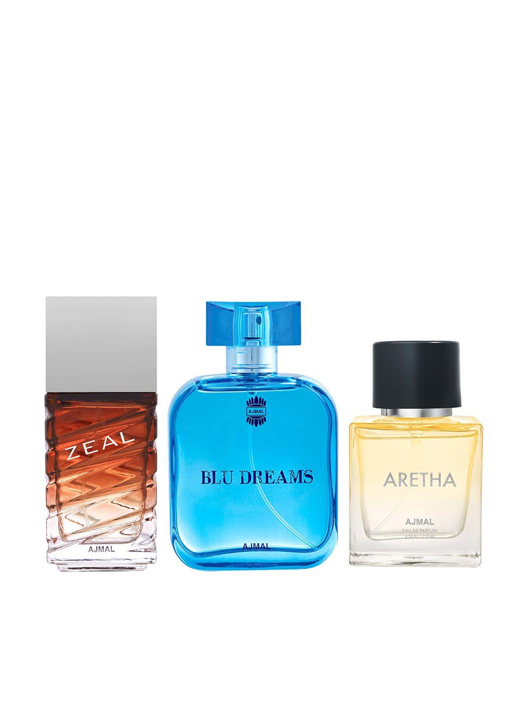 ajmal set of blue dreams 100 ml + zeal 100 ml + aretha 50 ml eau de parfumes