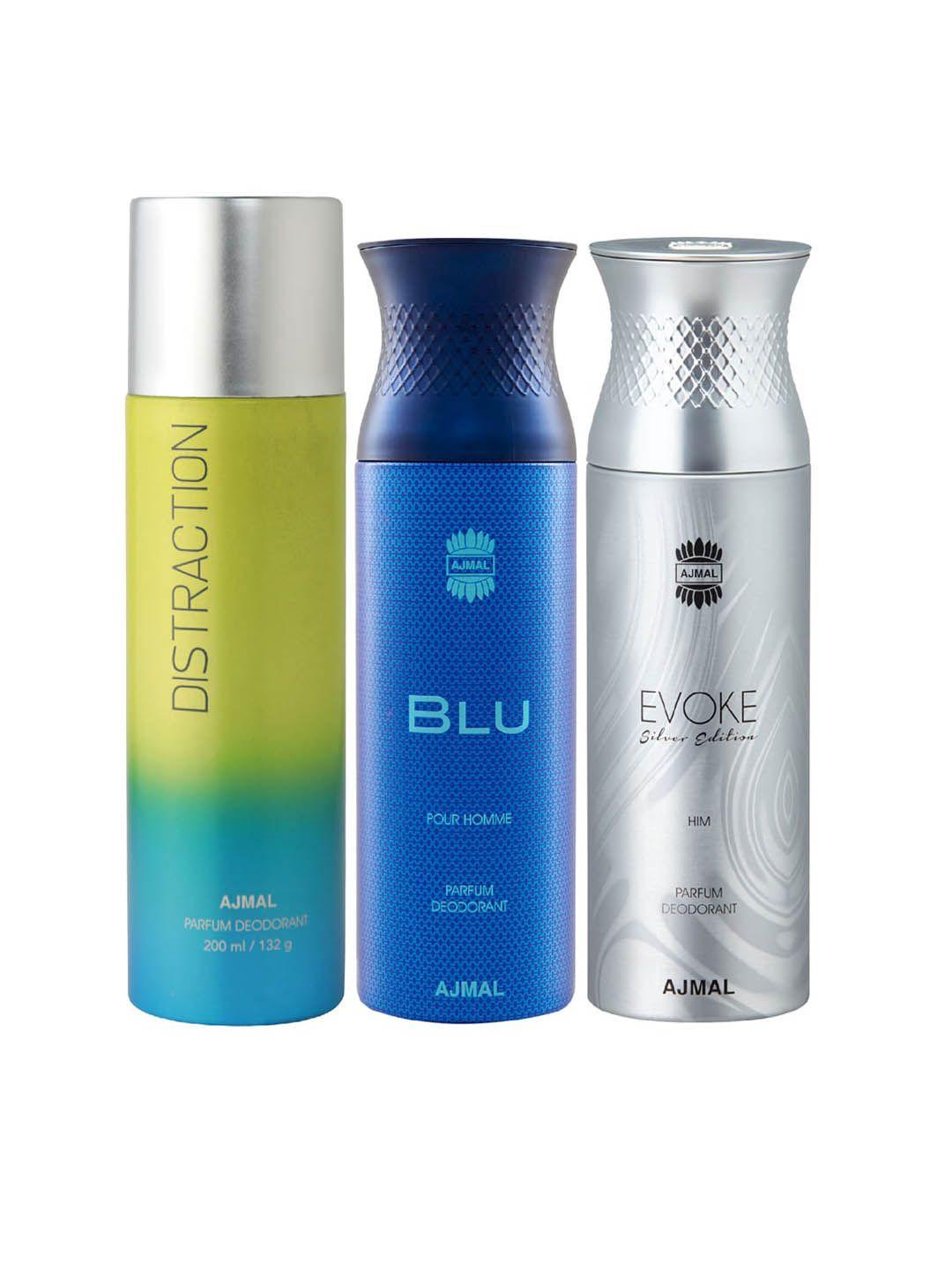 ajmal set of distraction - blu - evoke deodorant spray - 200 ml each