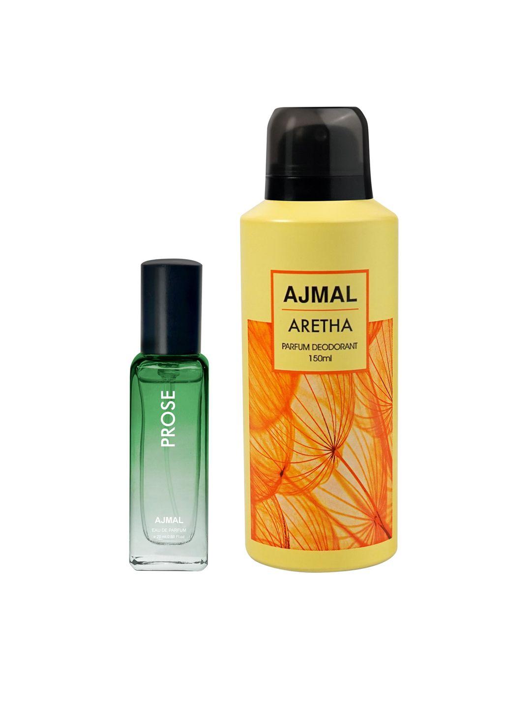ajmal set of prose eau de parfum - 20 ml & aretha deodorant spray - 150 ml