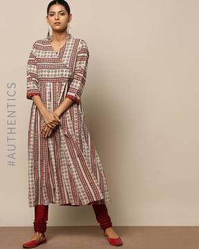 ajrak handblock print cotton angrakha kurta