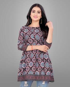 ajrak print slim fit tunic