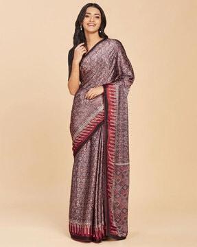 ajrakh print cotton silk saree with border