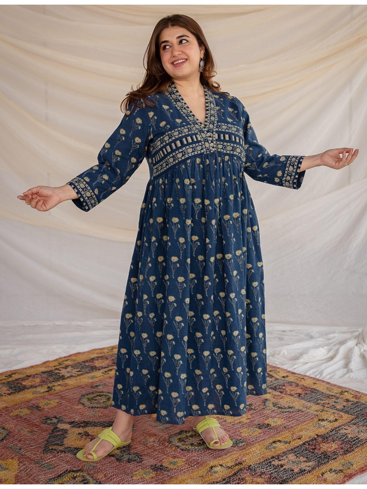ajrakh cotton maxi dress