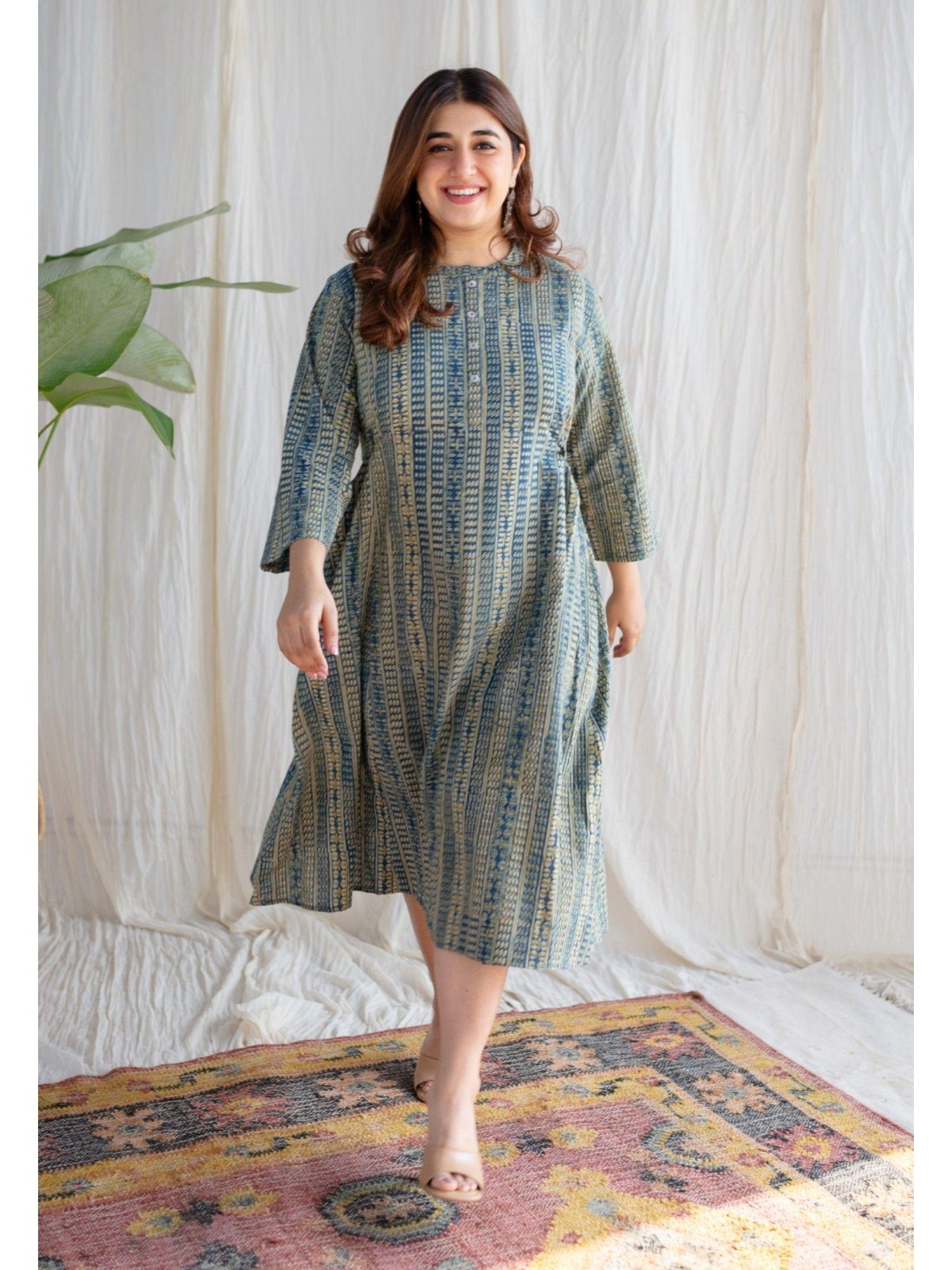 ajrakh cotton midi dress