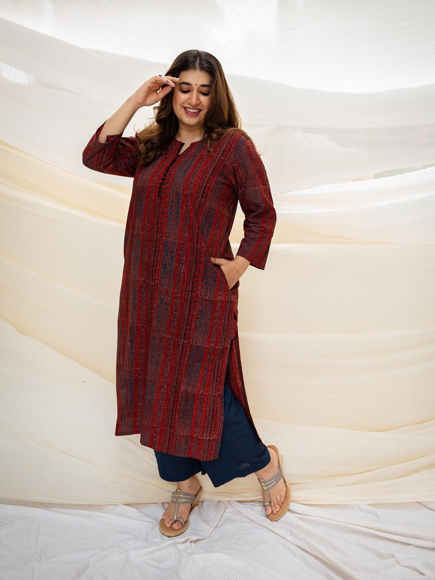 ajrakh madder cotton kurta