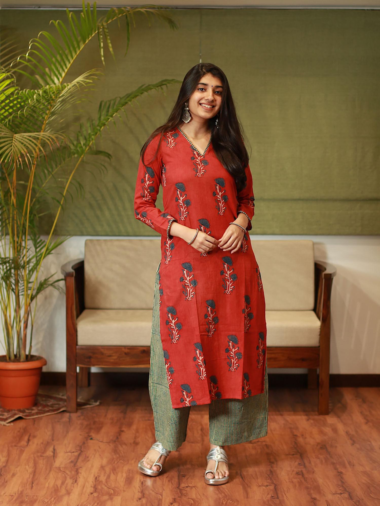 ajrakh madder natural dyed kurta