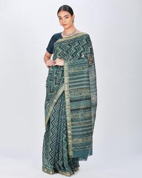 ajrakh printed maheshwari cotton saree