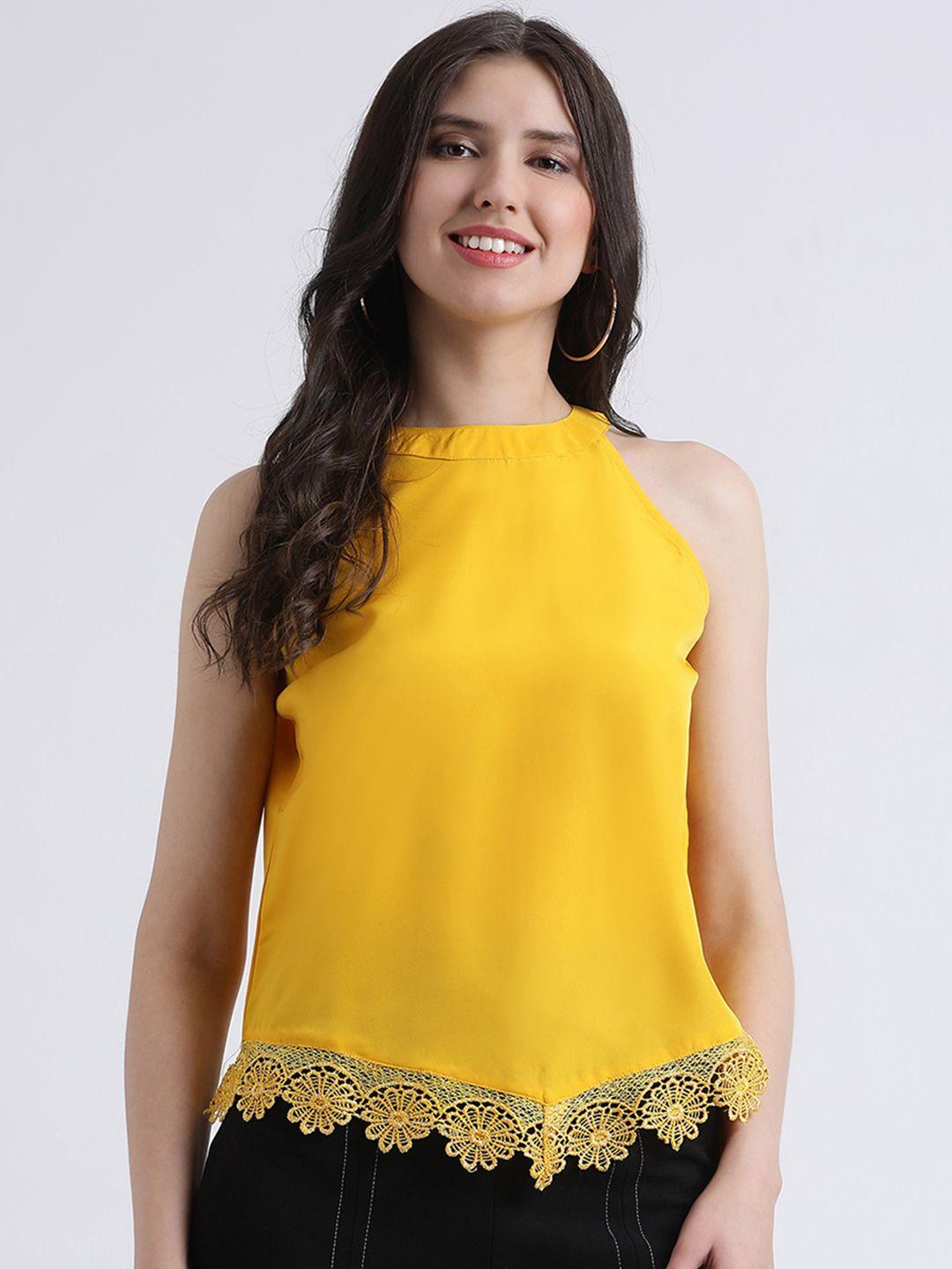 akaayu women yellow solid top