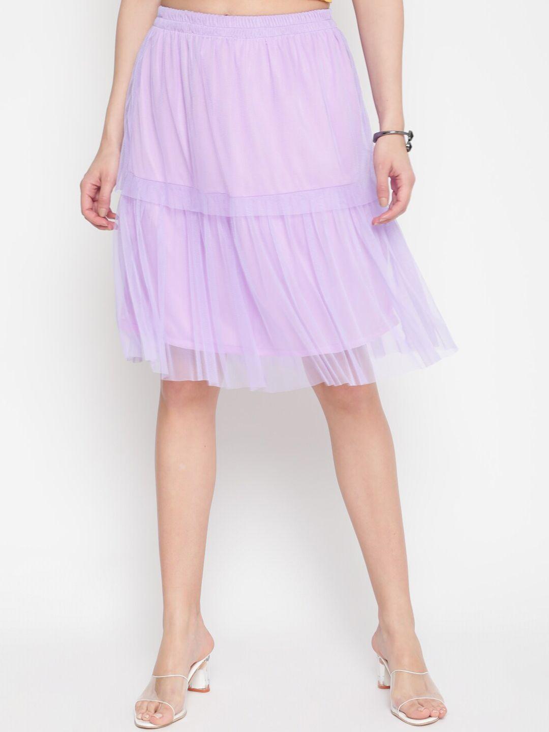 akimia women lavender solid layered skirt