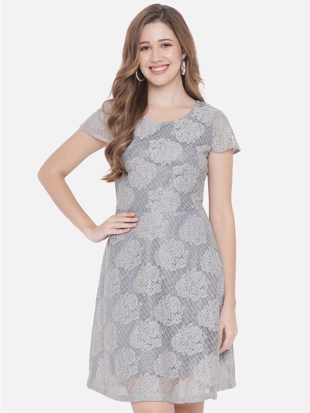 akimia grey lace a-line dress