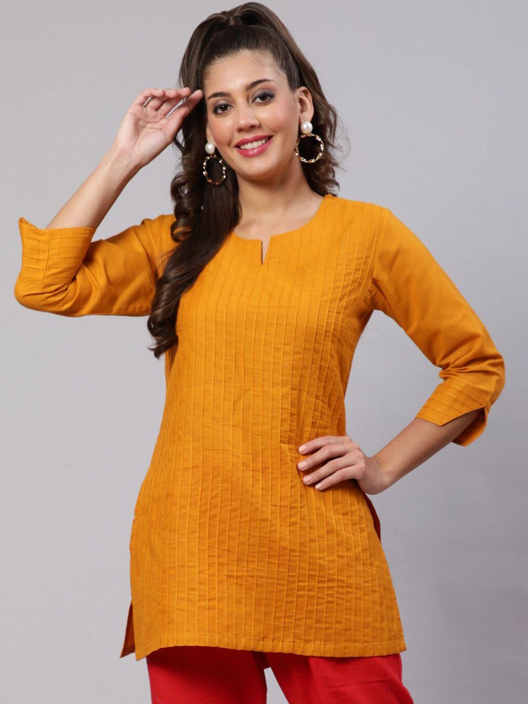 akimia mustard yellow pure cotton kurti