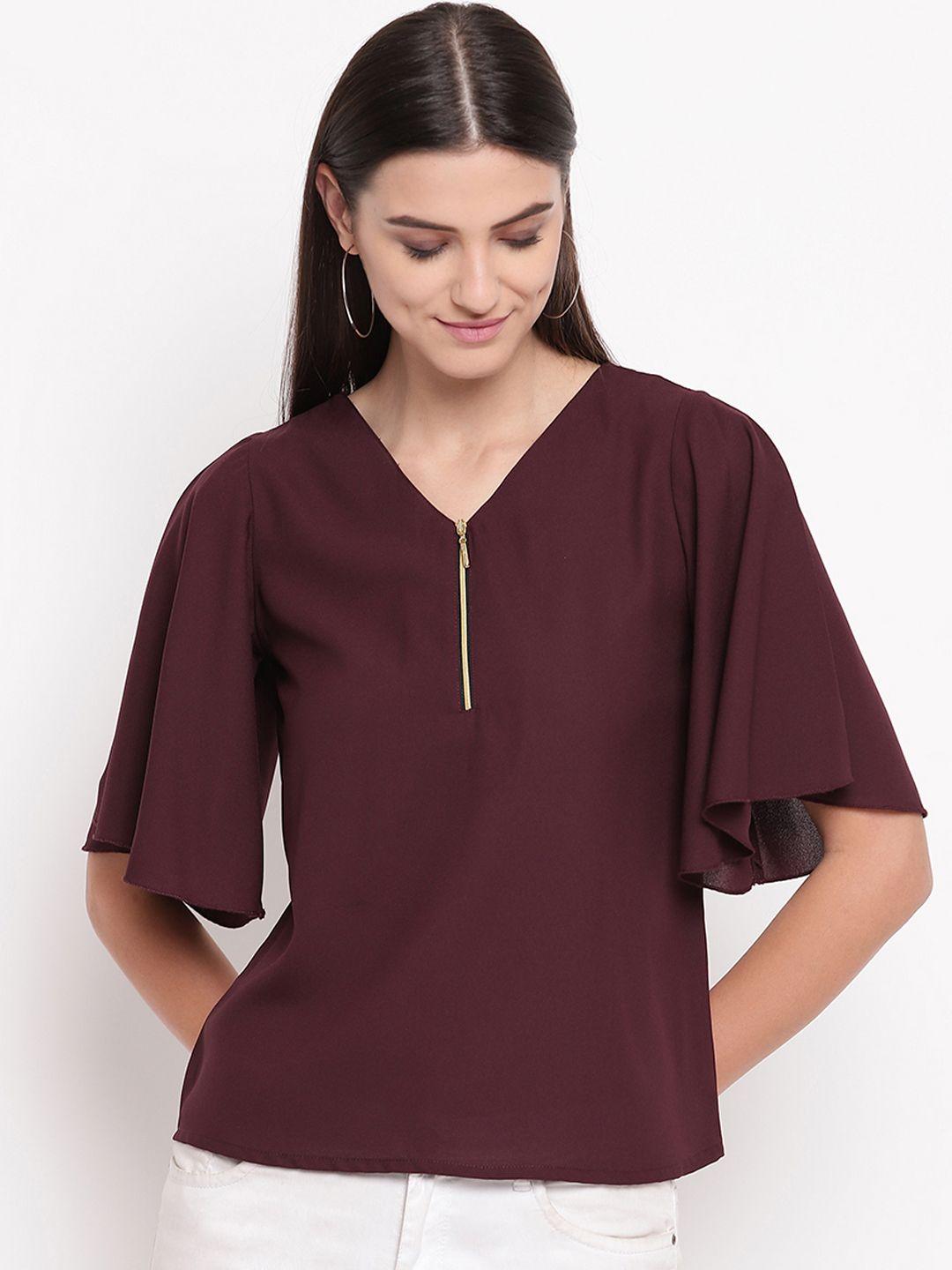 akimia women burgundy solid top