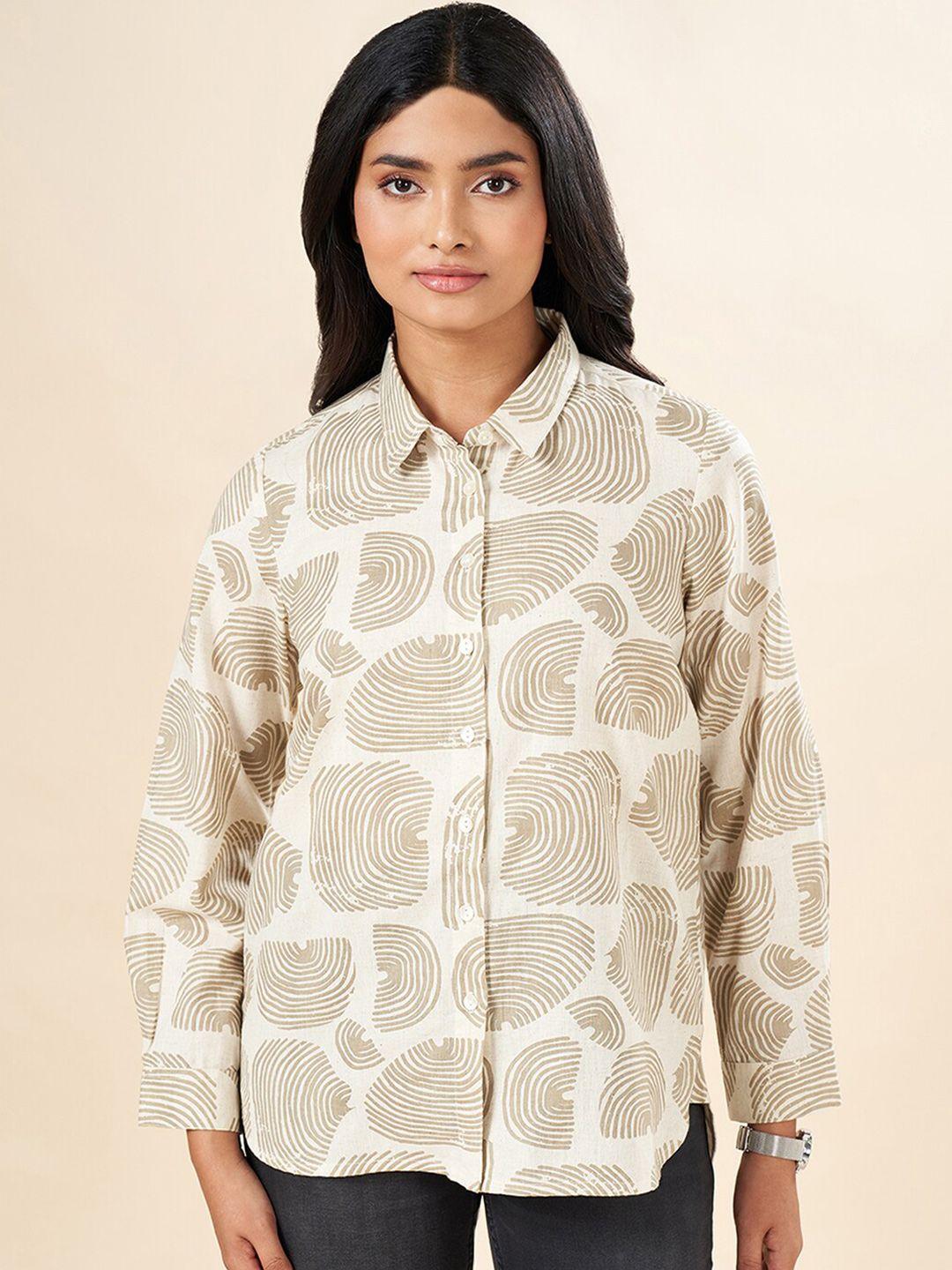 akkriti by pantaloons abstract printed cotton casual shirt