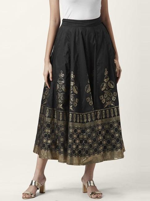 akkriti by pantaloons black printed skirt