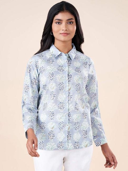 akkriti by pantaloons blue printed shirt