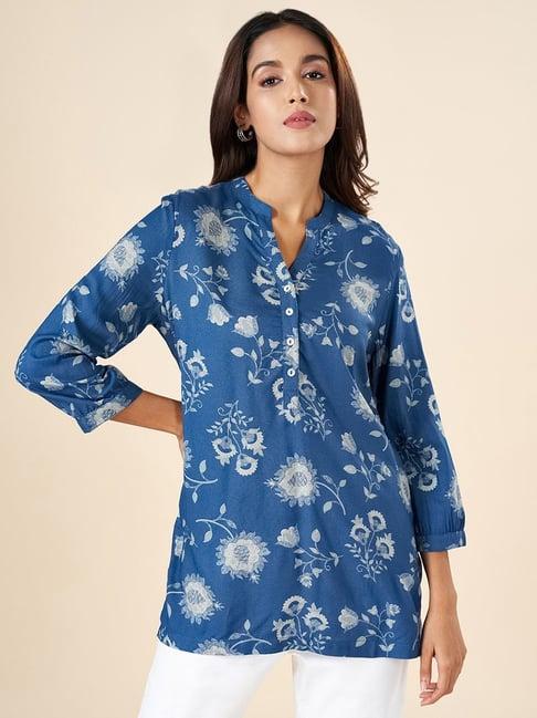 akkriti-by-pantaloons-blue-printed-tunic