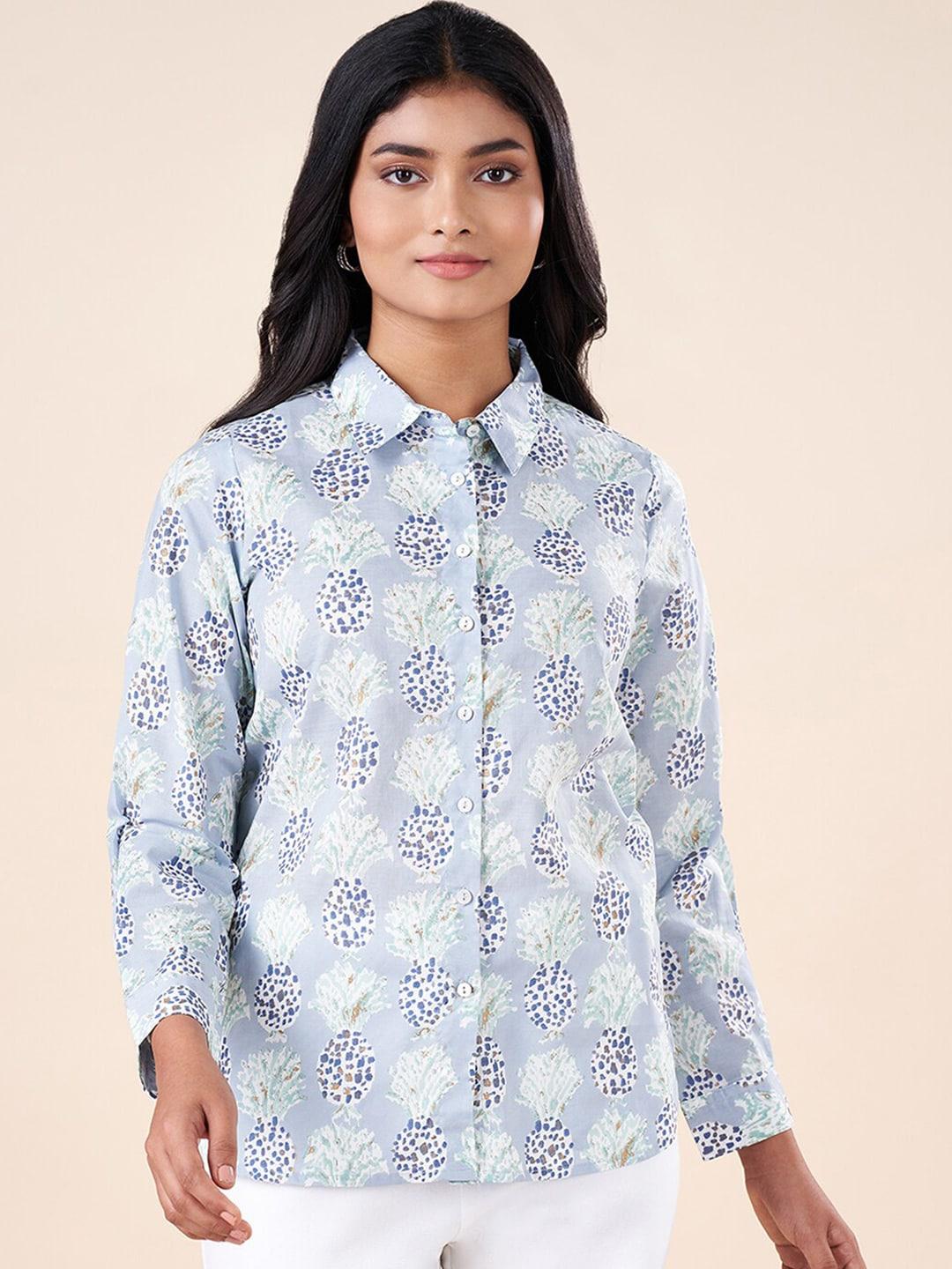 akkriti by pantaloons conversational printed high-low casual shirt
