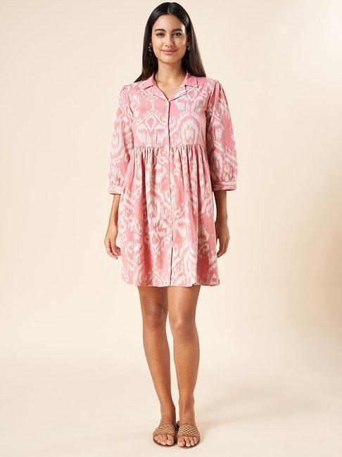 akkriti by pantaloons coral cotton printed shift dress