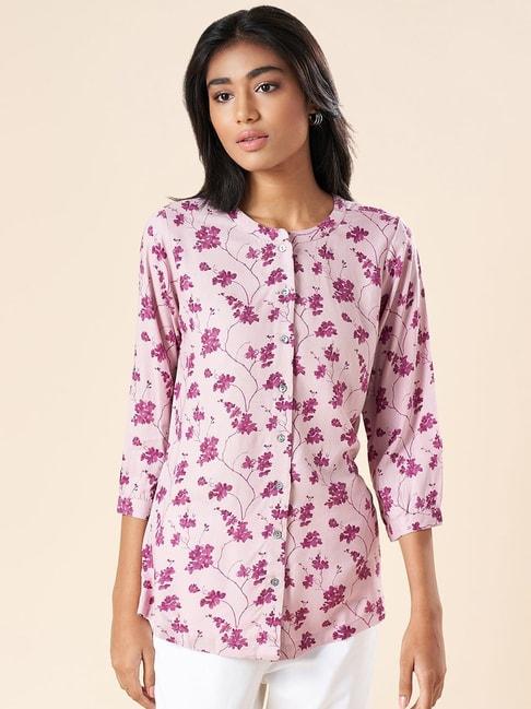 akkriti by pantaloons lilac floral print shirt