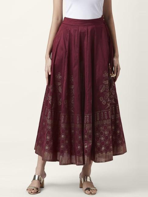akkriti by pantaloons maroon printed skirt