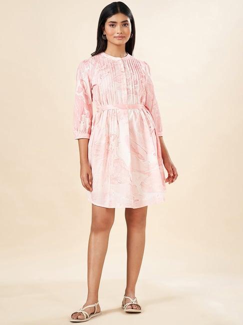 akkriti by pantaloons peach printed a-line dress