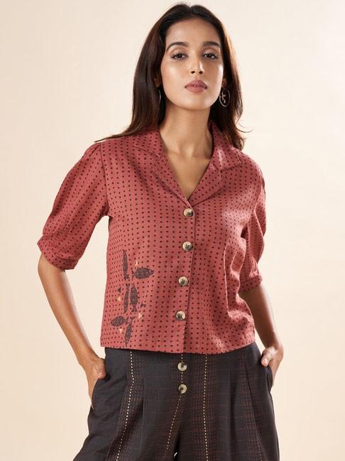akkriti by pantaloons rust cotton printed shirt