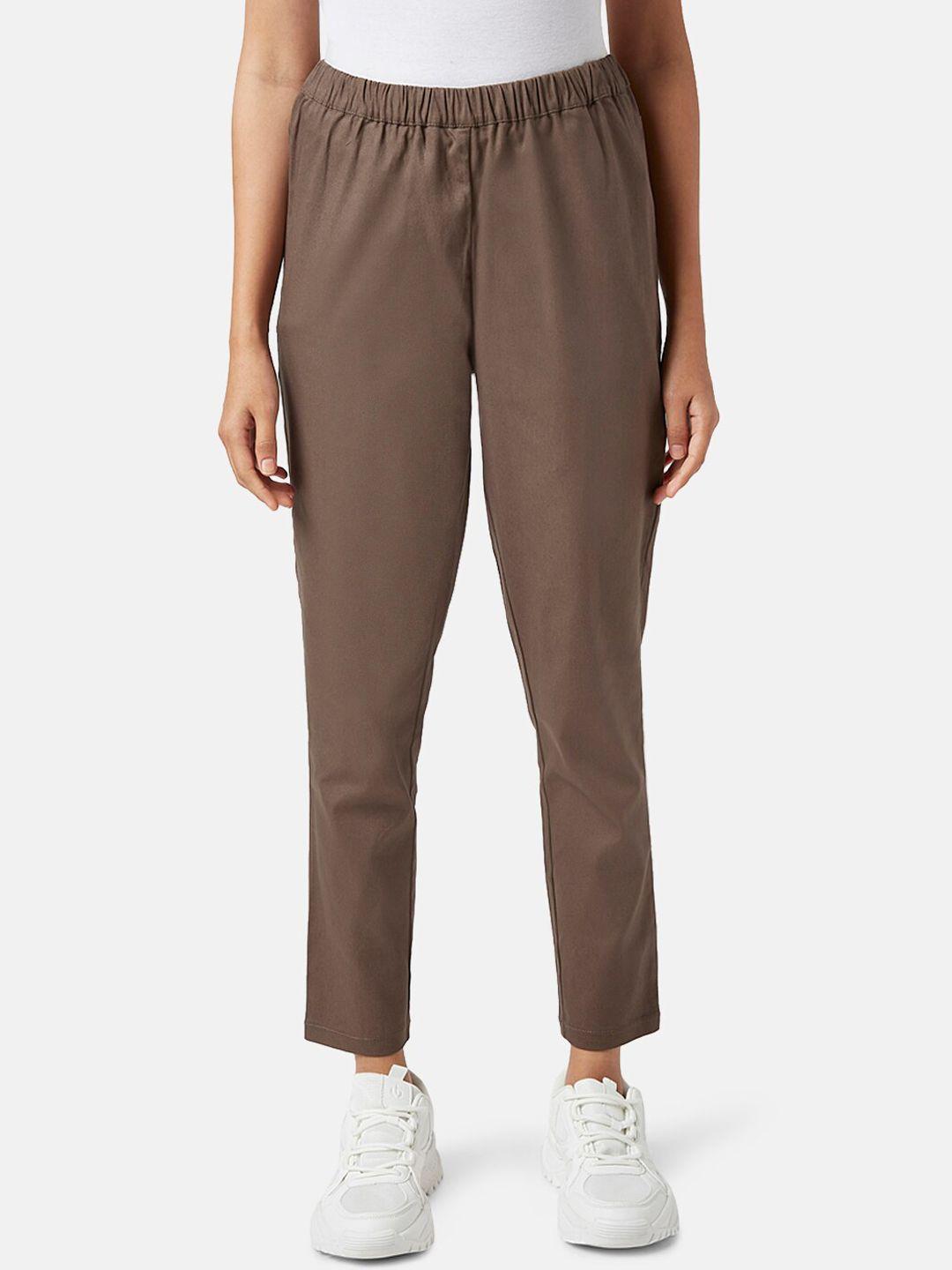 akkriti by pantaloons women cotton mid-rise skinny fit slip-on trousers