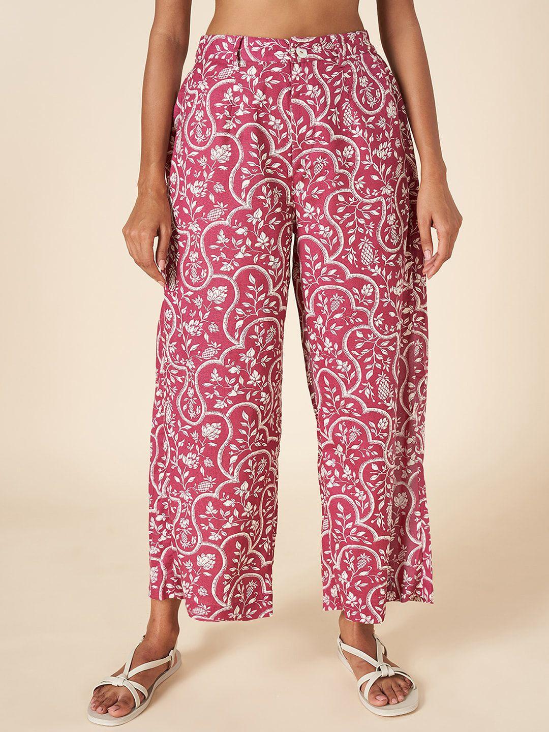 akkriti by pantaloons women ethnic motifs printed comfort flared trousers
