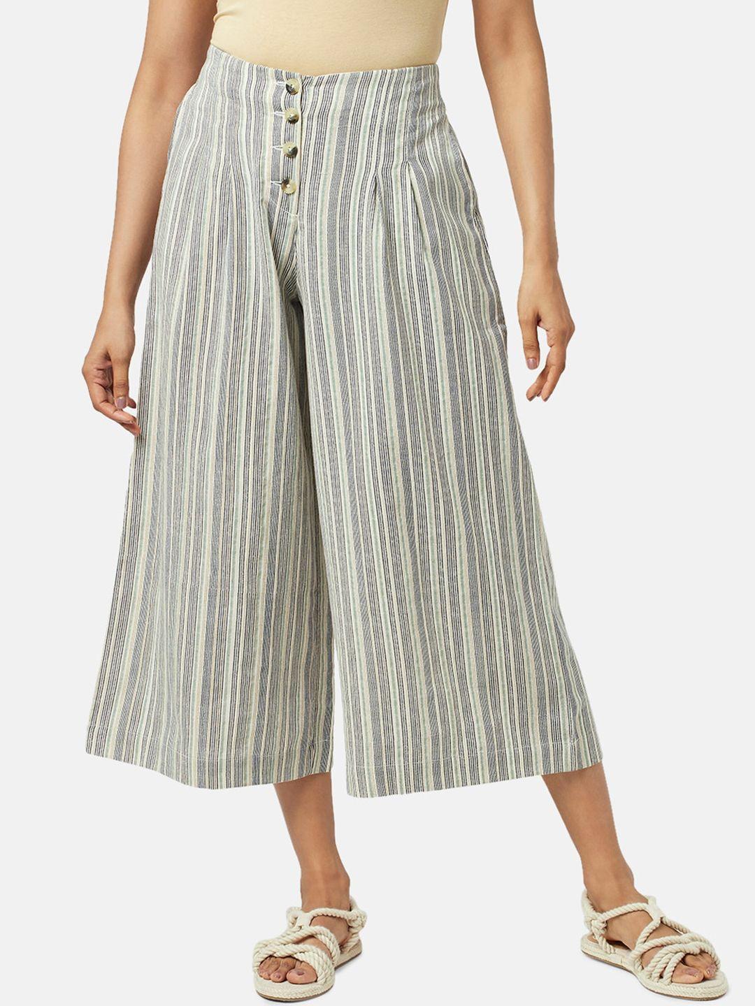 akkriti by pantaloons women striped flared culottes trouser