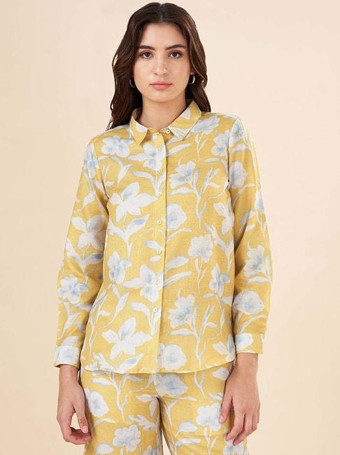akkriti by pantaloons yellow floral print shirt