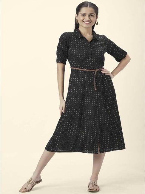 akkriti by pantaloons black printed shirt dress