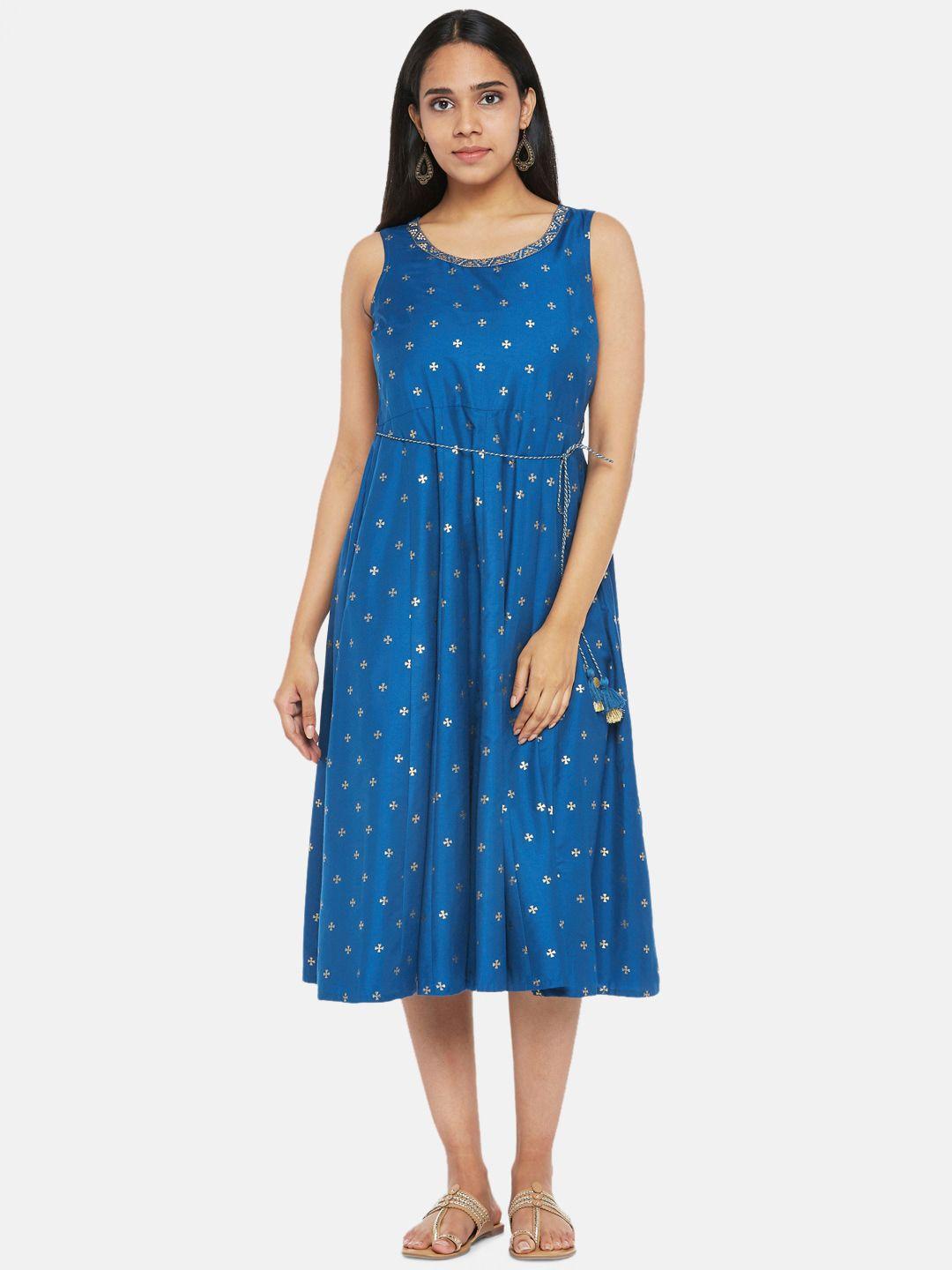 akkriti by pantaloons blue midi dress