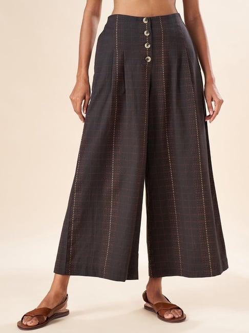 akkriti by pantaloons charcoal grey cotton printed culottes
