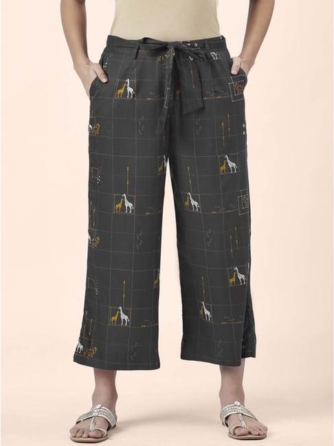 akkriti by pantaloons charcoal grey printed culottes