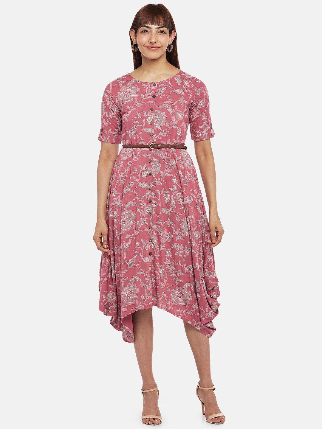 akkriti by pantaloons coral floral midi dress